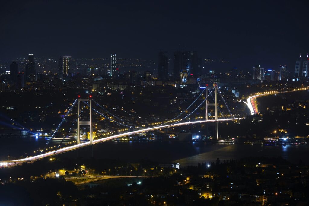 Aerial photography of cityscape at night